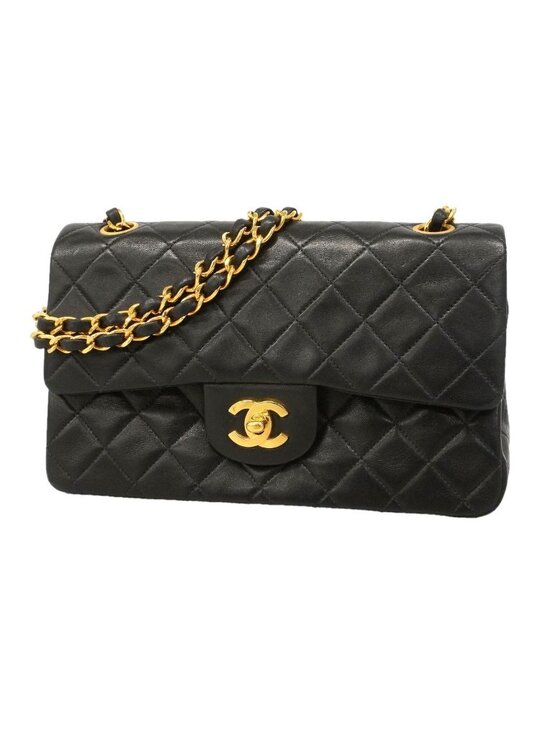 Chanel Handbags - Chanel Shoulder Bag Quilted Lambskin Black Gold